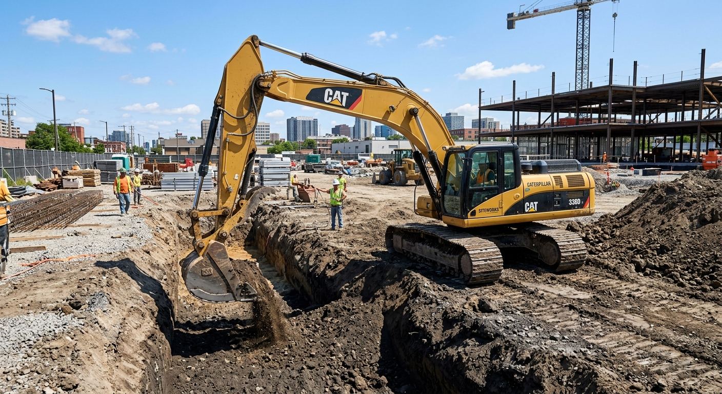 Chantier d'excavation à Saint-Isidore, Québec