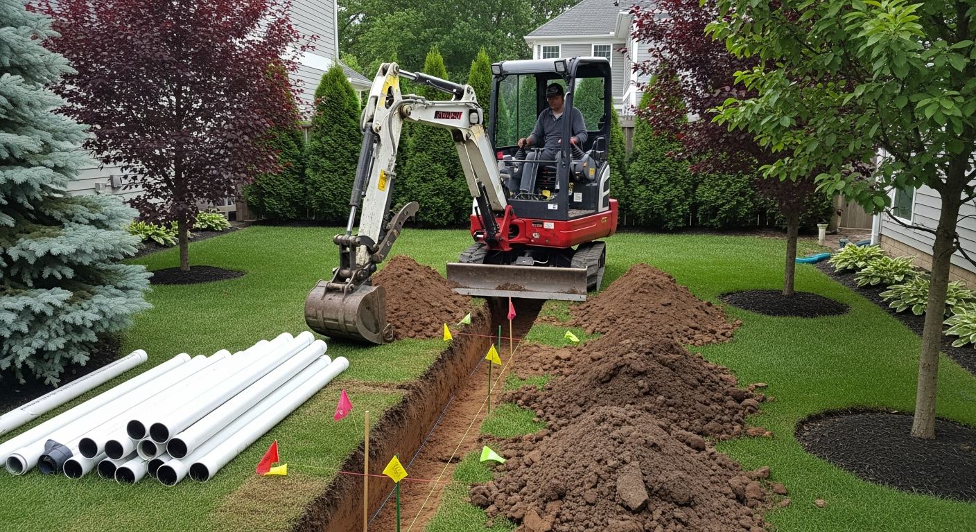 Chantier d'excavation à Saint-Théophile, Québec