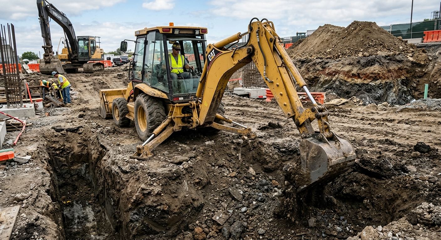 Chantier d'excavation à Saint-Samuel, Québec