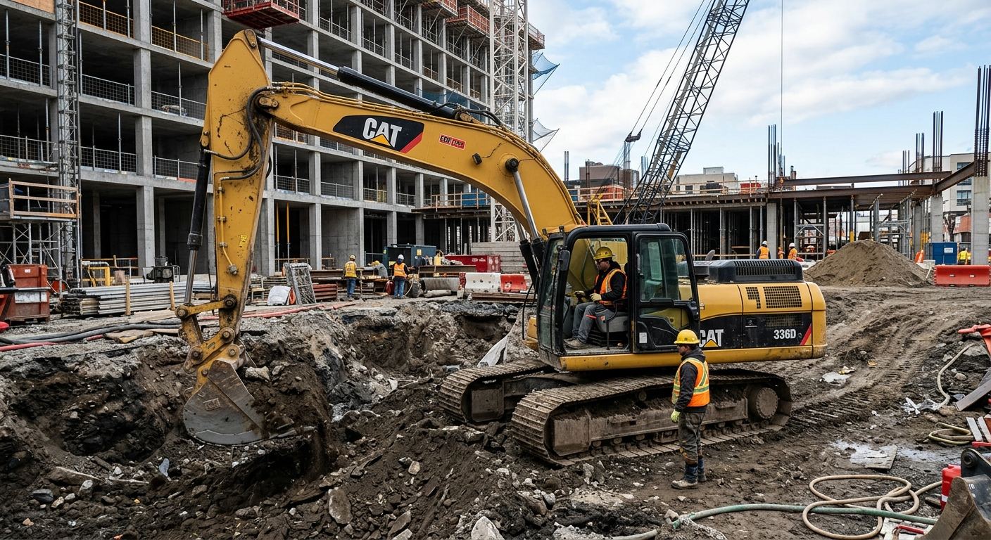 Chantier d'excavation à Amos, Québec