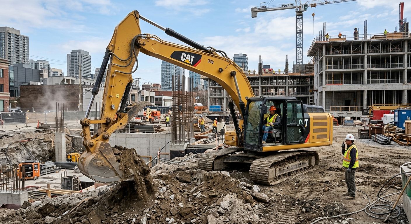 Chantier d'excavation à Marston, Québec