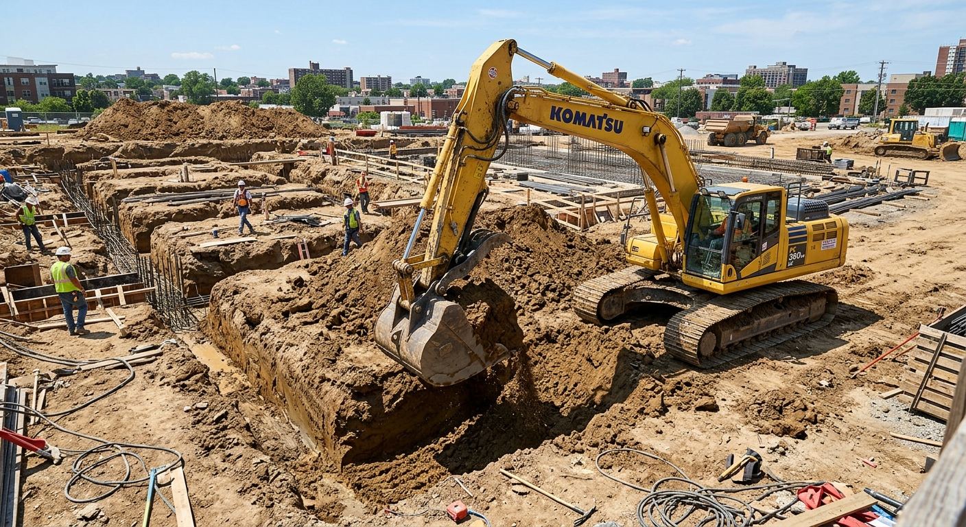 Chantier d'excavation à Howick, Québec