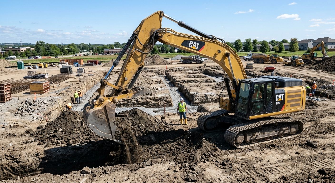 Chantier d'excavation à Piopolis, Québec