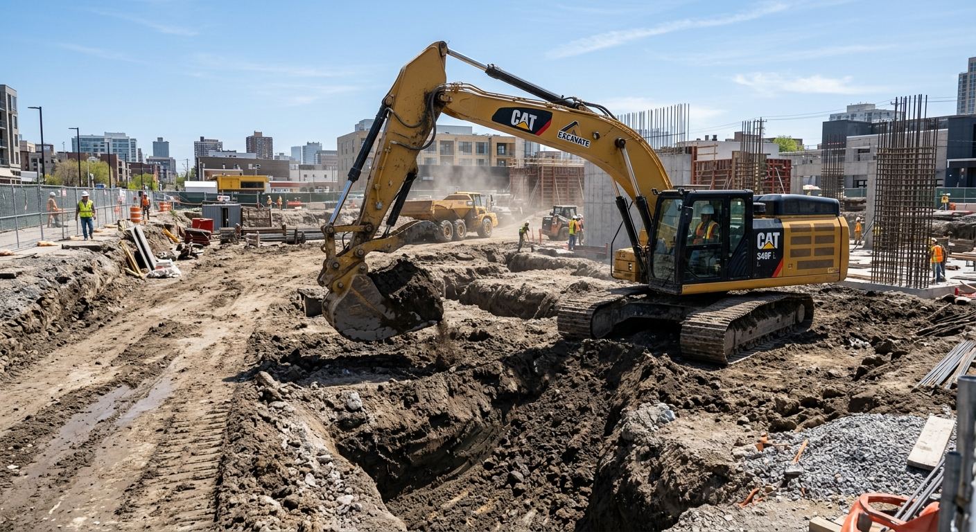 Pelle mécanique excavation — Déléage